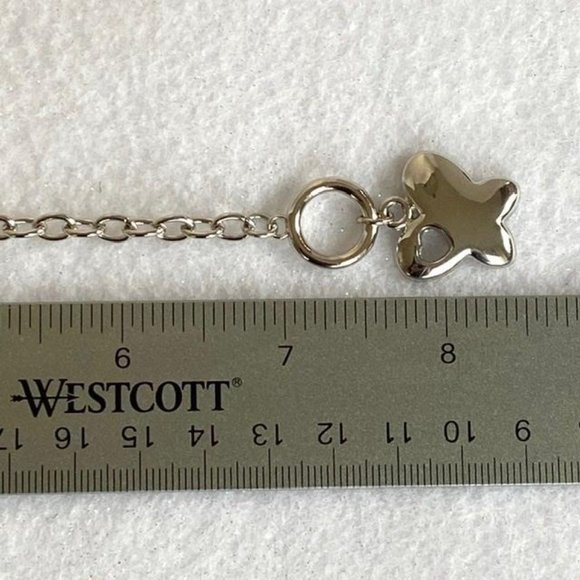 Silver Pave Butterfly charm Bracelet Rolo Toggle - Picture 8 of 10